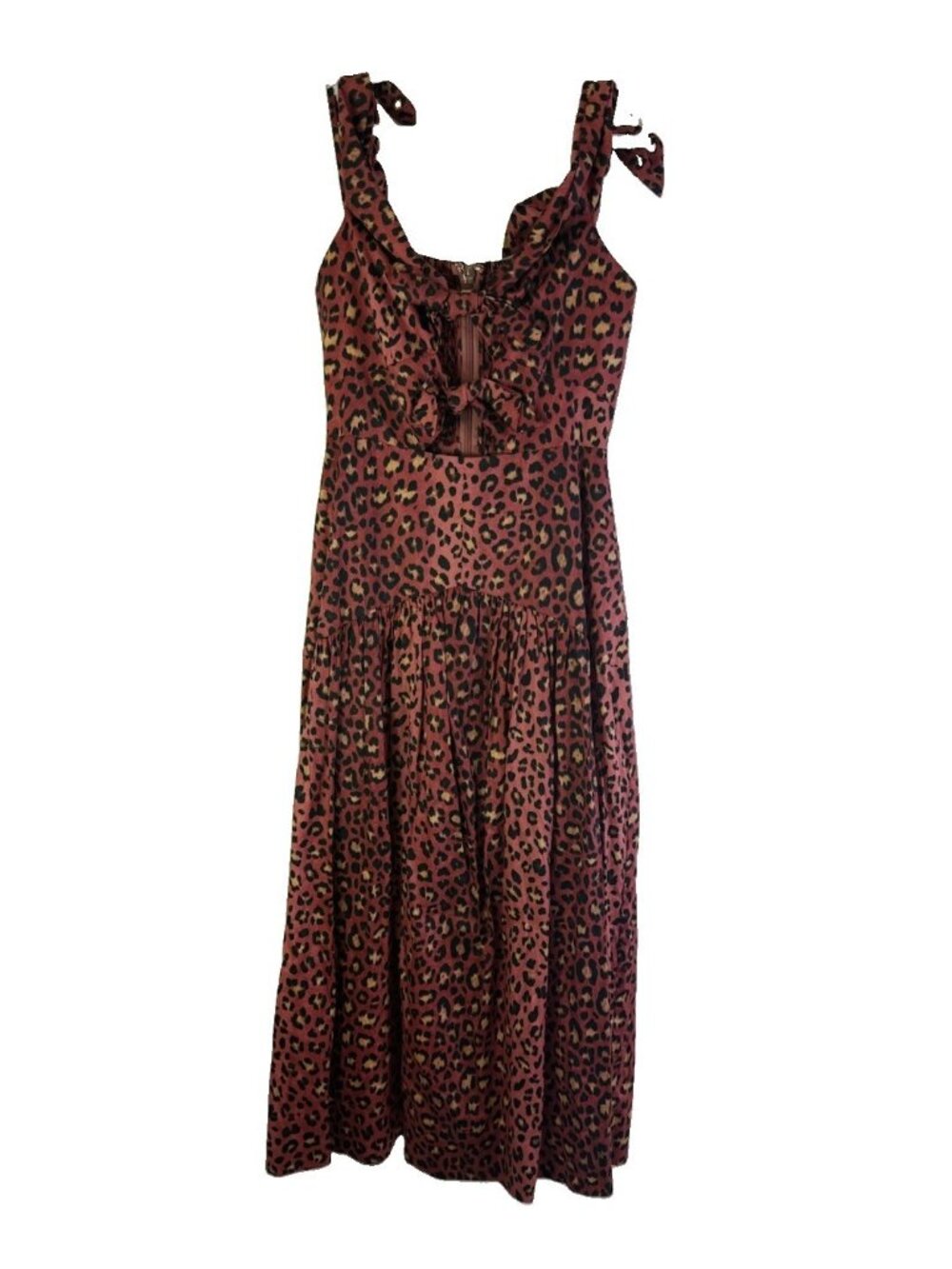 Rebecca Taylor Leopard Bow Dress in Henna Womens 0